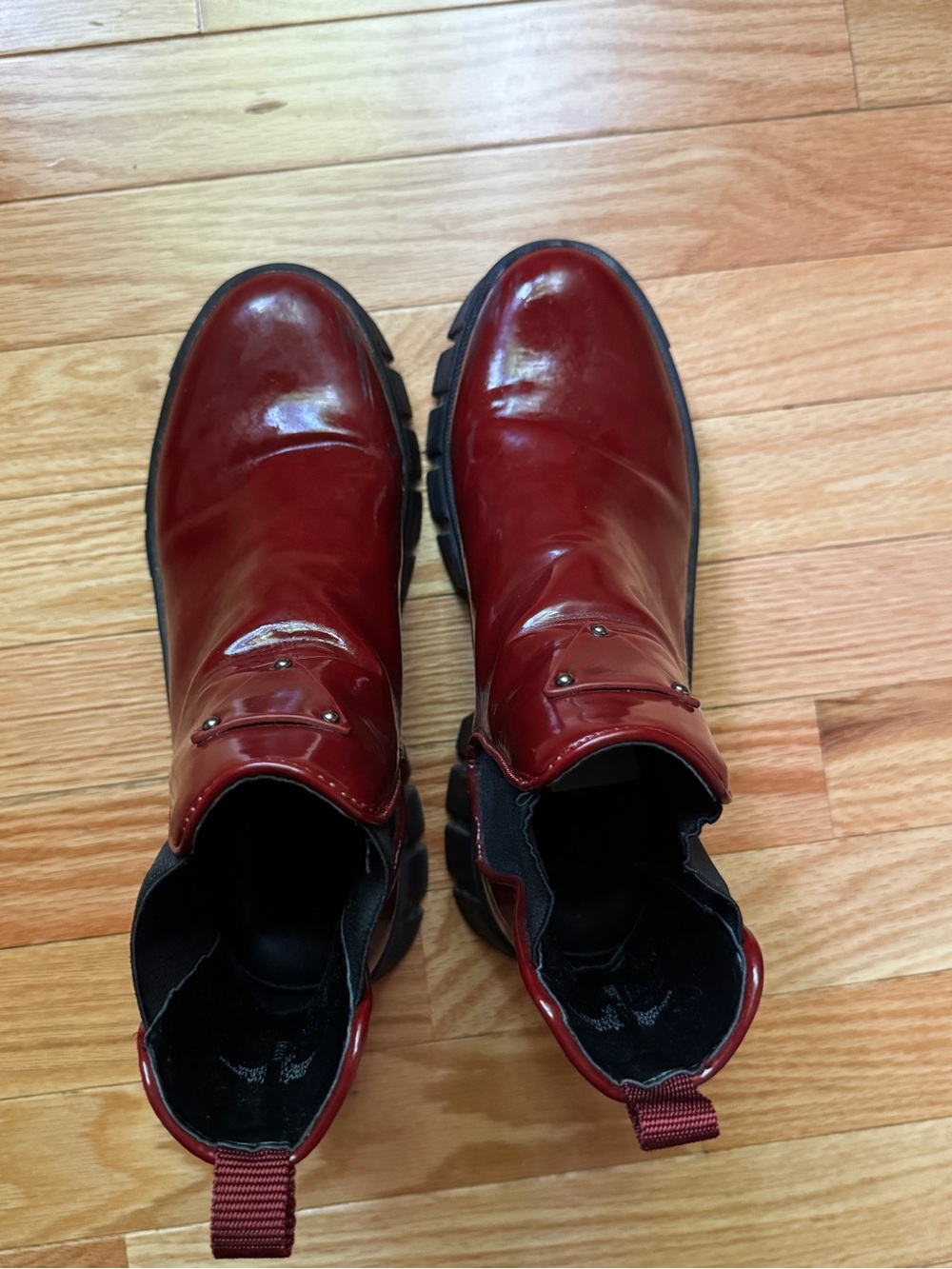 Guess Red Patent Leather Ankle Booties